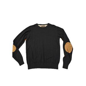 Mott & Grand Men's Black Sweater Medium with Elbow Patches